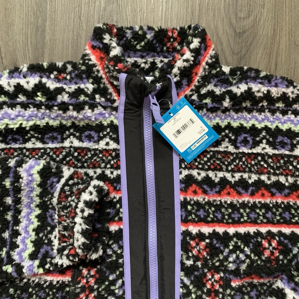 DSG Cozy Fleece Full Zip Jacket Girls Large (14) Funky Fair‎ Isle High Pile $55